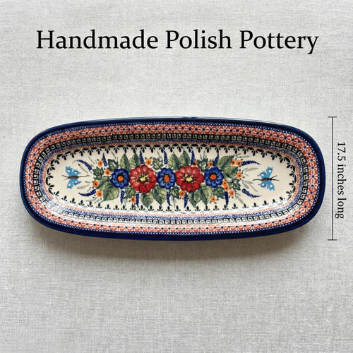 Polish Pottery Dimensions Floral Butterfly Large Bread Platter