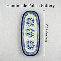 Polish Pottery Dimensions Blue Tulip Large Bread Platter