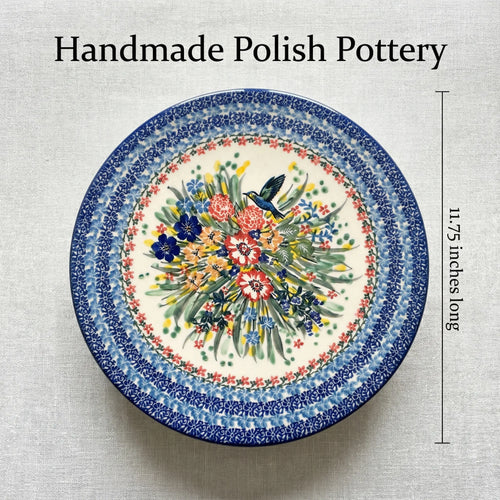 Hummingbird Cake Plate Polish Pottery