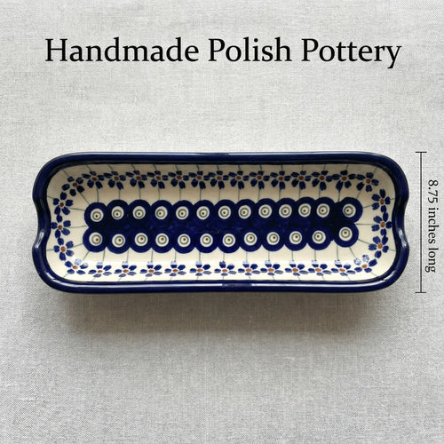 Polish Pottery Dimensions Flowering Peacock Corn on the Cob Plate