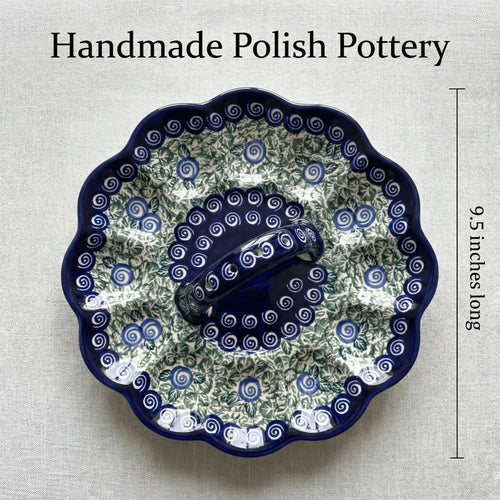 Polish Pottery Dimensions Seaside Swirl Egg Plate