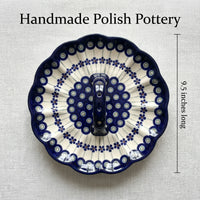 Polish Pottery Dimensions Flowering Peacock Egg Plate