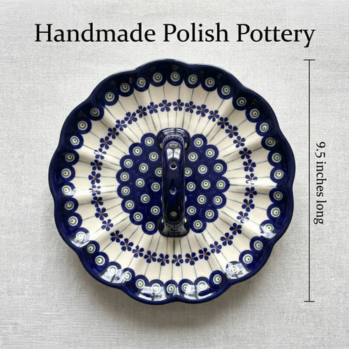 Polish Pottery Dimensions Flowering Peacock Egg Plate