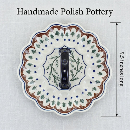 Polish Pottery Dimensions Evergreen Egg Plate