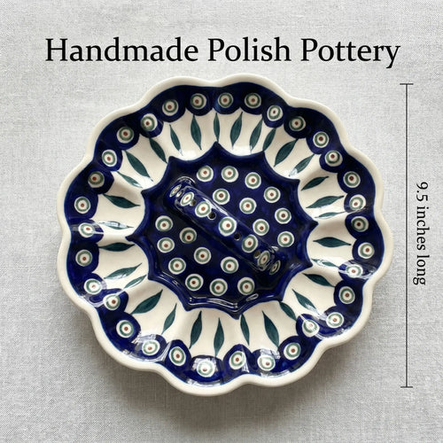 Polish Pottery Dimensions Peacock Egg Plate