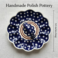 Polish Pottery Dimensions Stars & Stripes Egg Plate