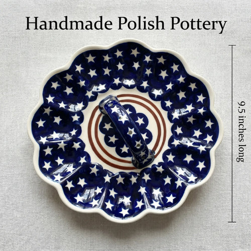 Polish Pottery Dimensions Stars & Stripes Egg Plate