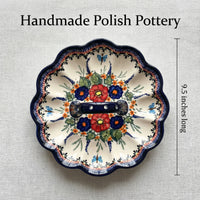 Polish Pottery Dimensions Floral Butterfly Egg Plate