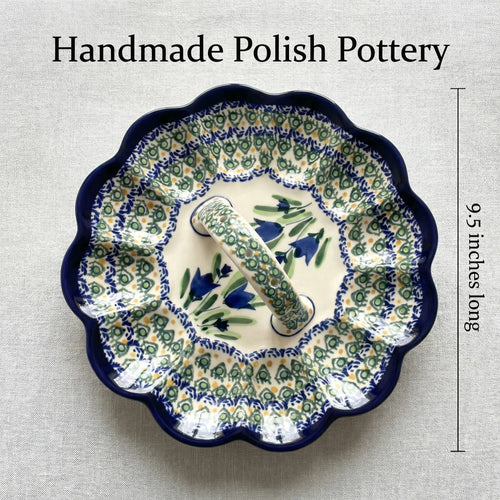 Polish Pottery Dimensions Blue Tulip Egg Plate