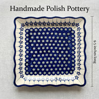 Polish Pottery Dimensions Flowering Peacock Square Lunch Plate
