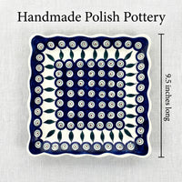 Polish Pottery Dimensions Peacock Square Lunch Plate