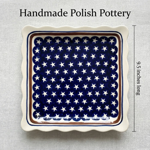 Polish Pottery Dimensions Stars & Stripes Square Lunch Plate