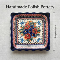 Polish Pottery Dimensions Floral Butterfly Square Lunch Plate