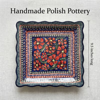 Polish Pottery Dimensions Jungle Flower Square Lunch Plate