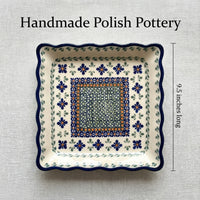Polish Pottery Dimensions Mosaic Flower Square Lunch Plate