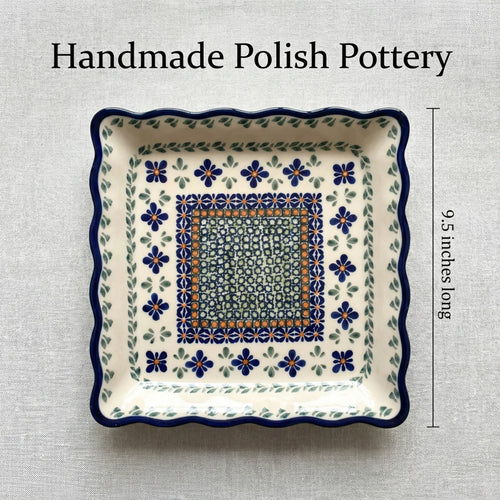 Polish Pottery Dimensions Mosaic Flower Square Lunch Plate