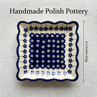 Polish Pottery Dimensions Flowering Peacock Square Small Dessert Plate