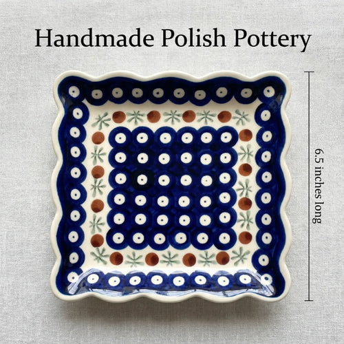 Polish Pottery Dimensions Nature Square Small Dessert Plate