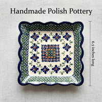 Polish Pottery Dimensions Mosaic Flower Square Small Dessert Plate