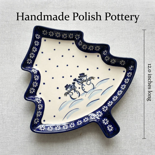 Polish Pottery Dimensions Frosty Friend Christmas Tree Plate
