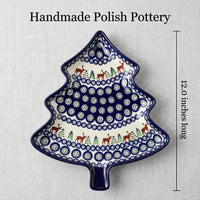 Polish Pottery Dimensions Reindeer Pine Christmas Tree Plate