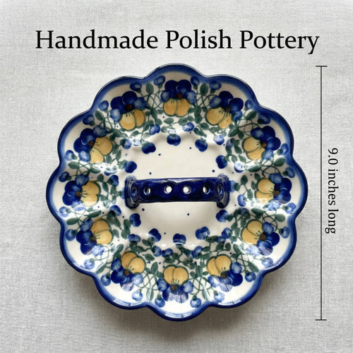Pansies Egg Plate Polish Pottery
