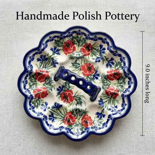 Polish Pottery Dimensions Cherry Red Bouquet Egg Plate