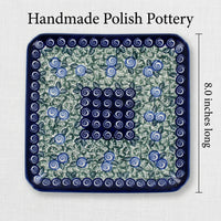Polish Pottery Dimensions Seaside Swirl Square Dessert Plate