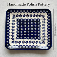 Polish Pottery Dimensions Flowering Peacock Square Dessert Plate