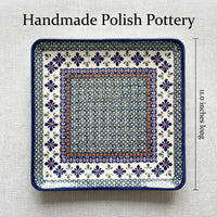 Mosaic Flower Square Dinner Plate Polish Pottery