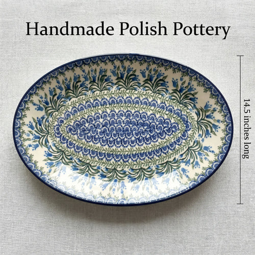 Tulip Bouquet Oval Platter Polish Pottery