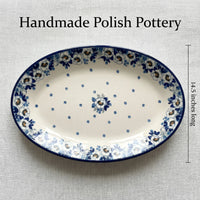 Georgia Blue Oval Platter Polish Pottery