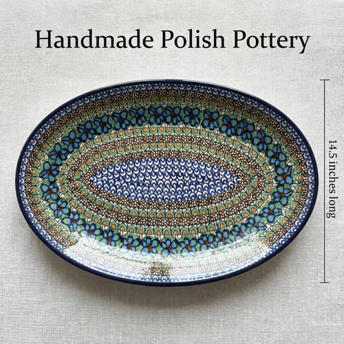 Mardi Gras Oval Platter Polish Pottery