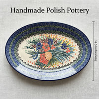 Summer Blooms Oval Platter Polish Pottery
