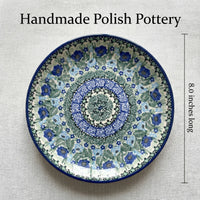 Sapphire Fields Gravy Boat & Plate Polish Pottery