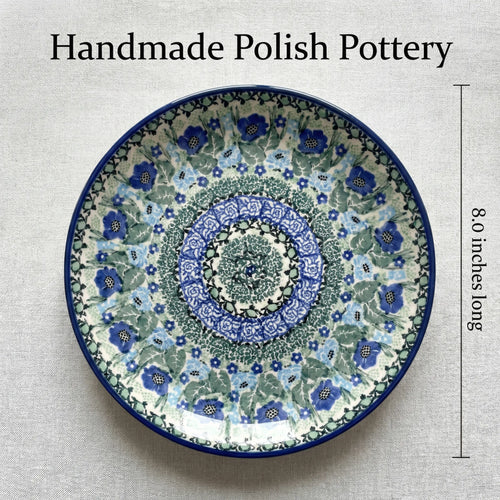 Sapphire Fields Gravy Boat & Plate Polish Pottery