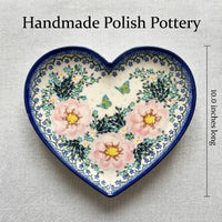 Apple Blossom Large Heart Plate Polish Pottery