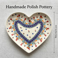 Hearts & Flowers Large Heart Plate Polish Pottery