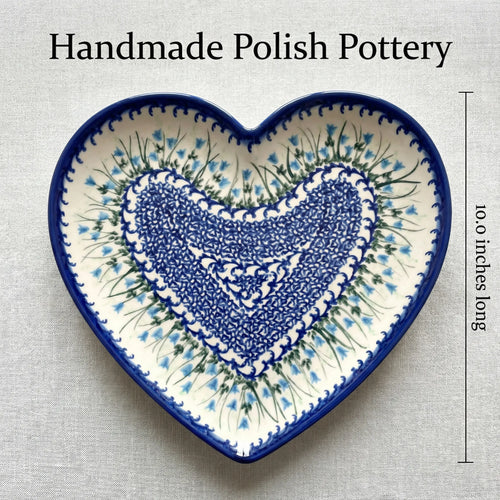 Misty Large Heart Plate Polish Pottery