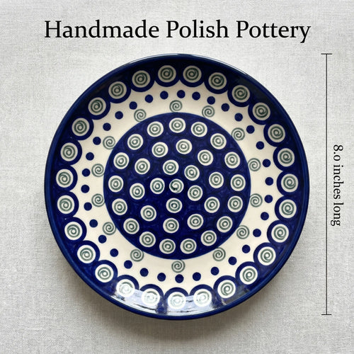 Peacock Swirl Berry Bowl & Plate Polish Pottery