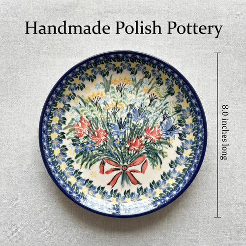 Day Lily Bouquet Berry Bowl & Plate Polish Pottery