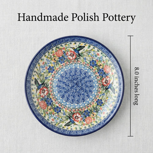 Hummingbird Berry Bowl & Plate Polish Pottery