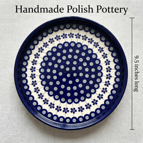 Flowering Peacock Torte Plate Polish Pottery