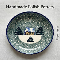 Winter Forest Pie Plate - Green Polish Pottery