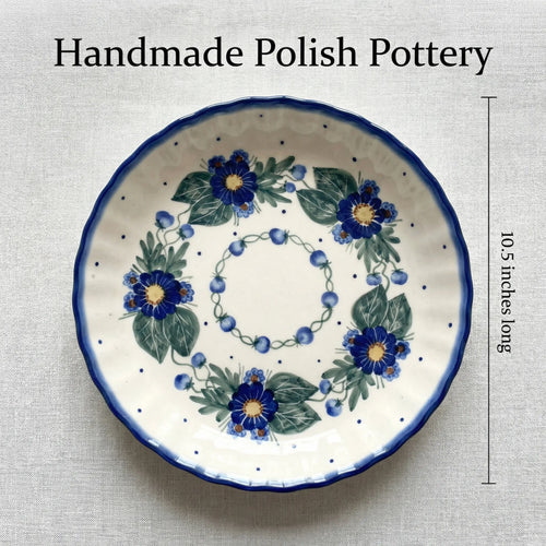 Polish Pottery Dimensions Forget Me Not Pie Plate