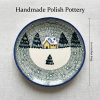 Polish Pottery Dimensions Winter Forest Dinner Plate - Green