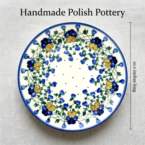 Pansies Dinner Plate Polish Pottery