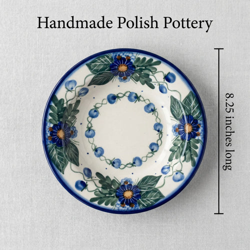 Polish Pottery Dimensions Forget Me Not Soup Plate with Rim