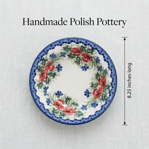 Polish Pottery Dimensions Cherry Red Bouquet Soup Plate with Rim