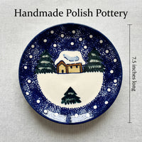 Polish Pottery Dimensions Winter Forest Dessert Plate